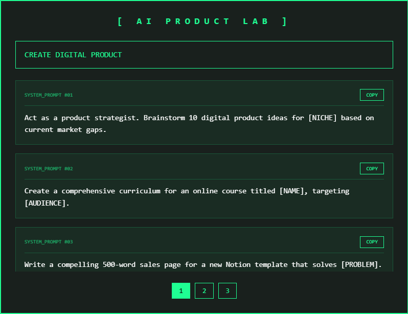AI Product Lab Interface