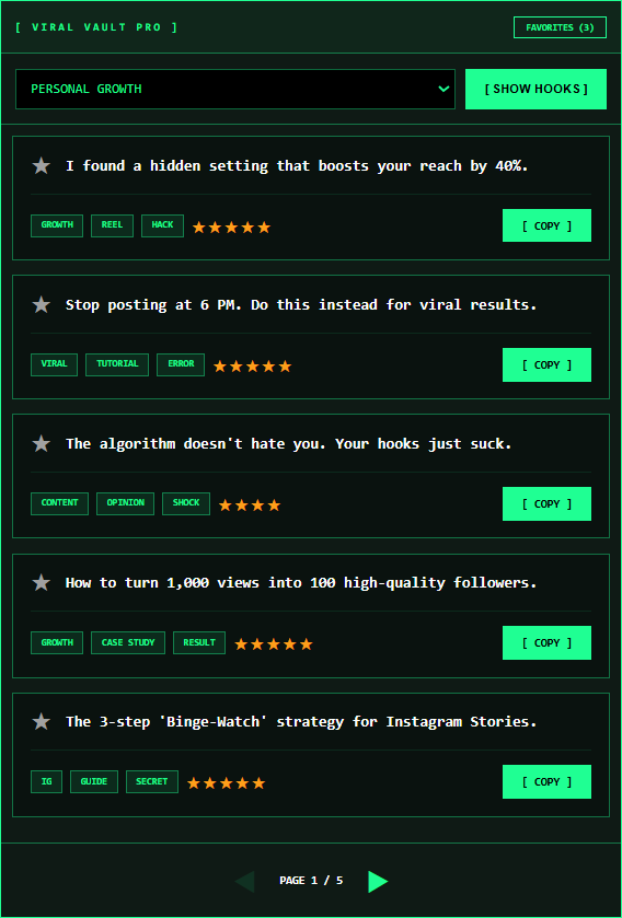 Viral Vault Interface